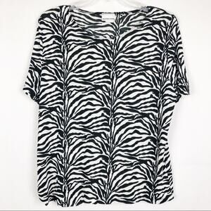 Tape Measure Vintage Zebra Print Short Sleeve Blouse Size XL